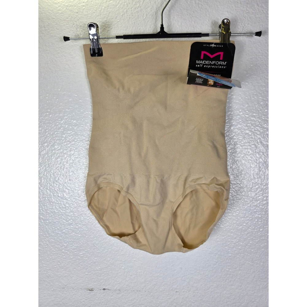 Maidenform Self Expressions Women High Waist Brief Shapewear Beige Size Small